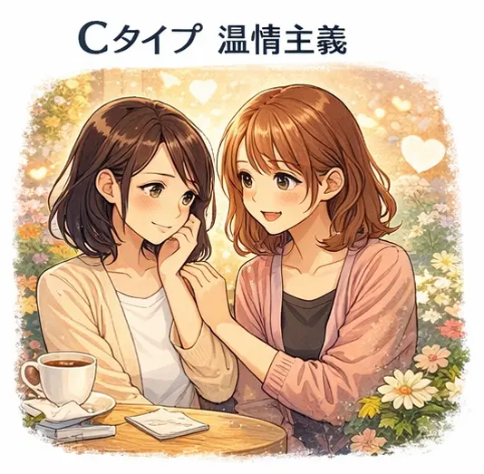温情主義の価値観を持った性格タイプCを解説するためのイラスト画像