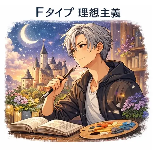 理想主義の価値観を持った性格タイプFを解説するためのイラスト画像